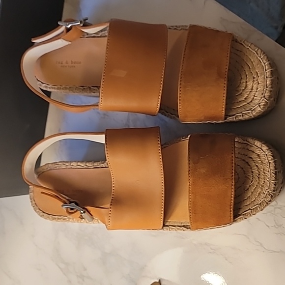RAG & BONE EDIE WEDGE ESPADRILLE PLATFORM - TOBACCO  SIZE 9.5 - Picture 13 of 17